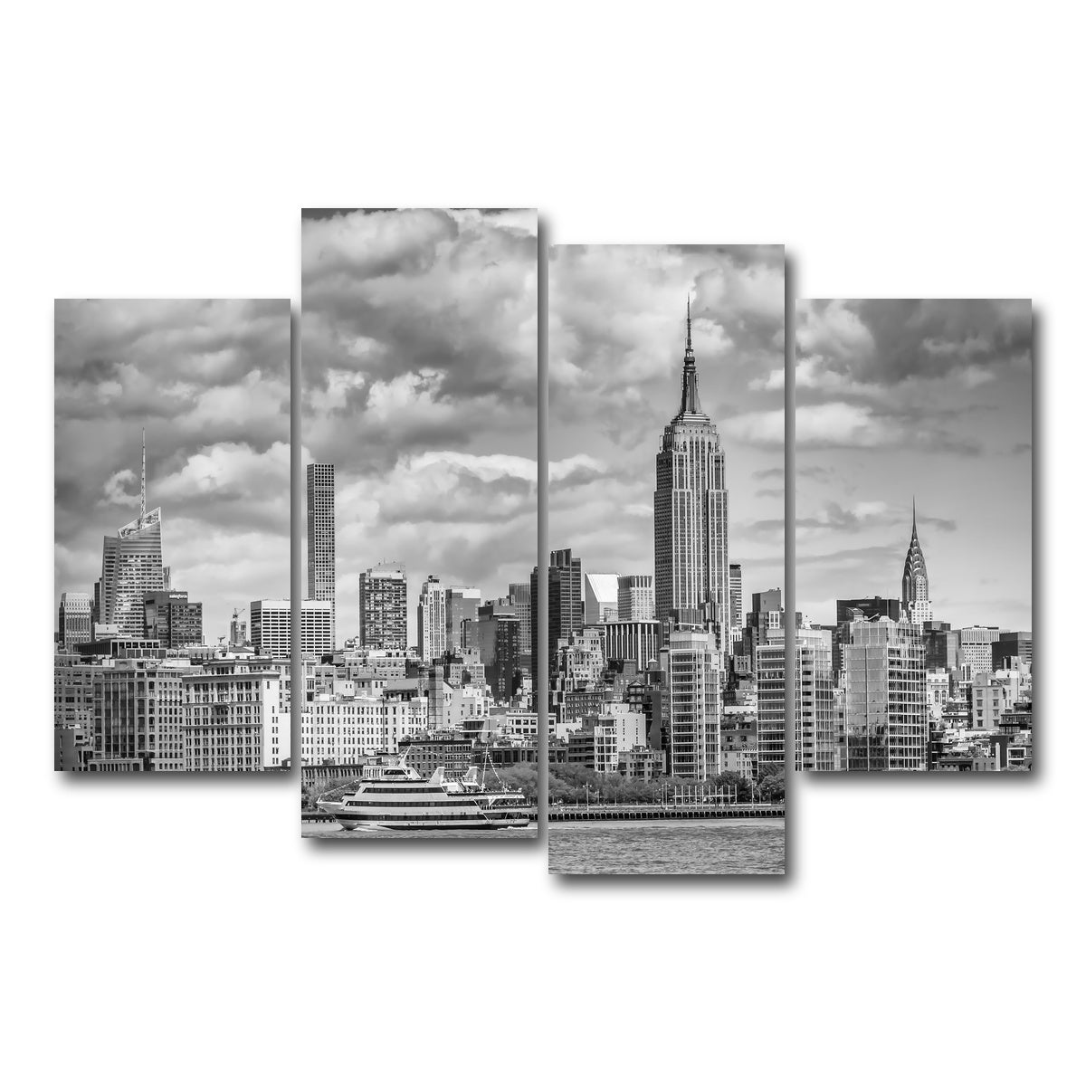 AUTO-MOCKUP WHITE | MIDTOWN MANHATTAN Monochrome | 4 Piece | Gallery Wrap Canvas | group=4_short