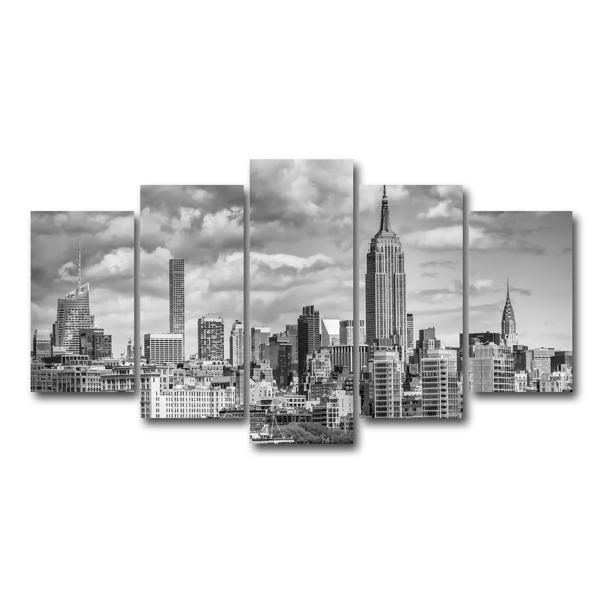 AUTO-MOCKUP WHITE | MIDTOWN MANHATTAN Monochrome | 5 Piece | Gallery Wrap Canvas | group=5_normal