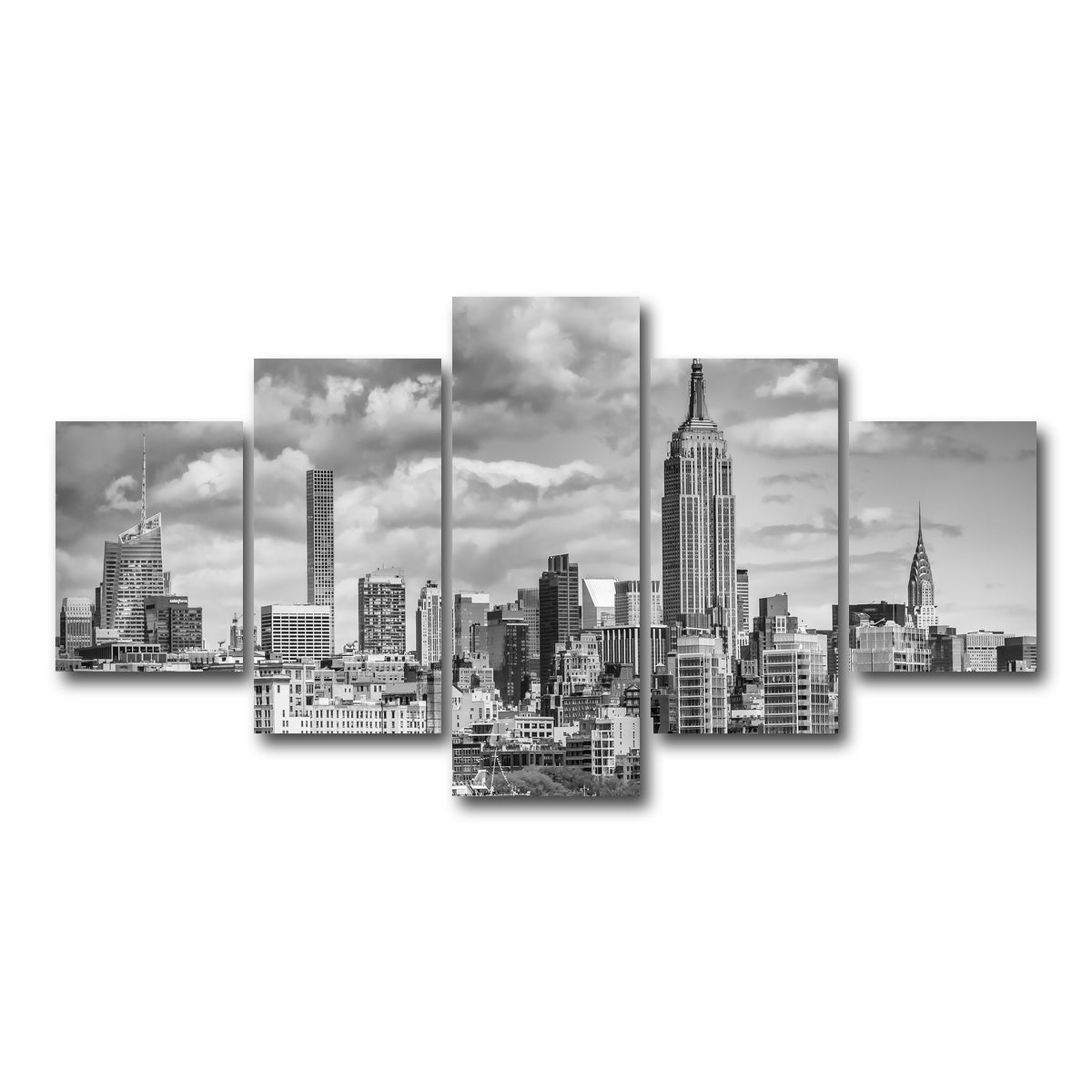 AUTO-MOCKUP WHITE | MIDTOWN MANHATTAN Monochrome | 5 Piece | Gallery Wrap Canvas | group=5_short