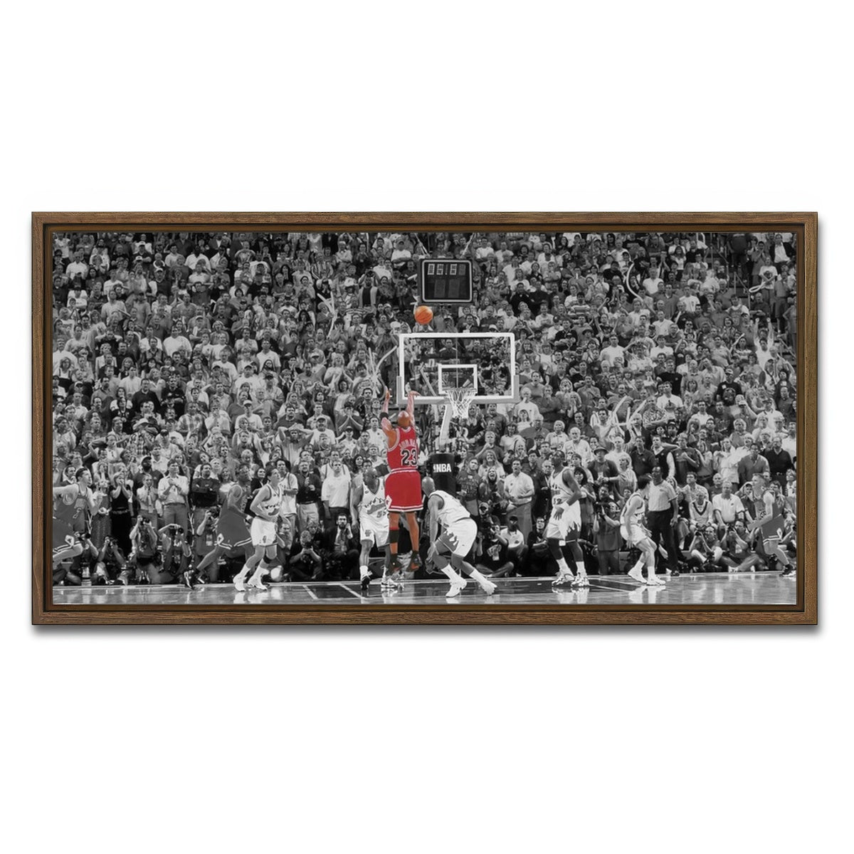 AUTO-MOCKUP WHITE | MJ '98 FINALS GAME WINNER | 1 Piece | Walnut Framed Canvas | group=2x1