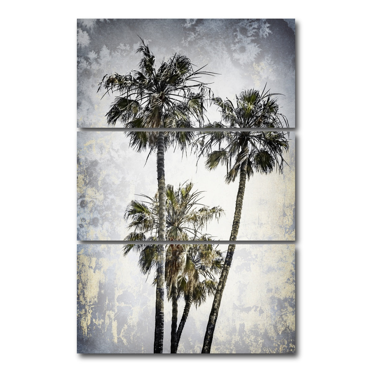 AUTO-MOCKUP WHITE | MODERN ART Lovely Palm Trees | 3 Piece | Gallery Wrap Canvas | group=12x24_stacked