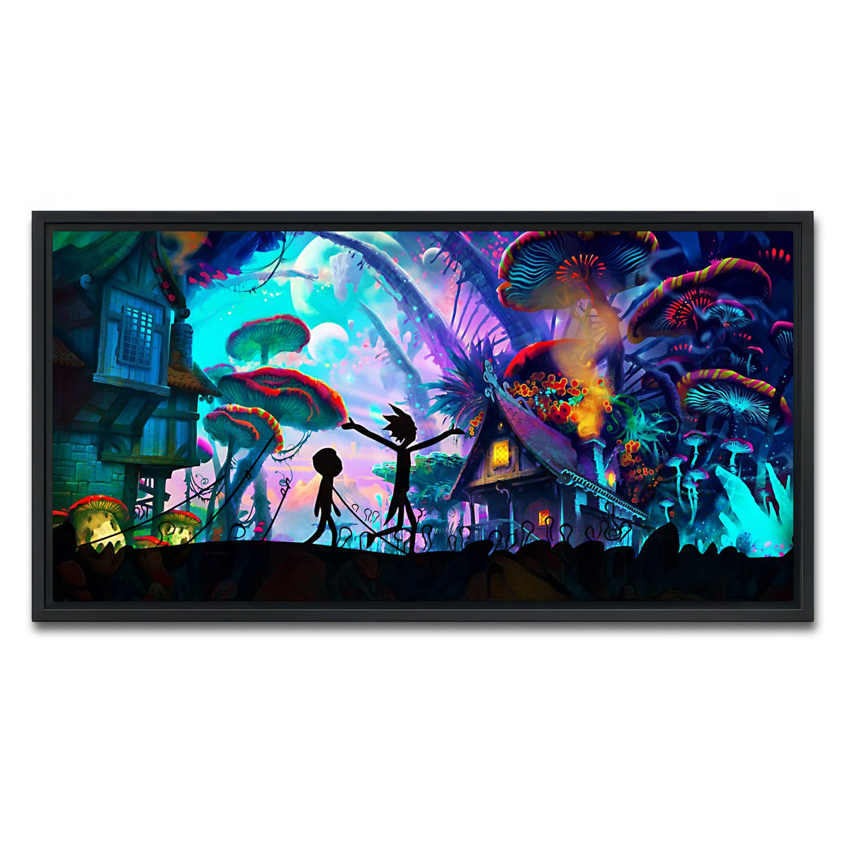 AUTO-MOCKUP WHITE | MUSHROOM WORLD RICK AND MORTY | 1 Piece | Black Frame | group=2x1