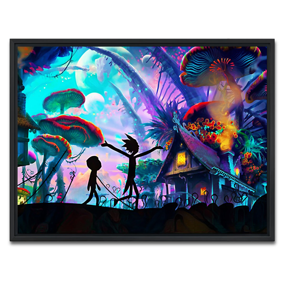 AUTO-MOCKUP WHITE | MUSHROOM WORLD RICK AND MORTY | 1 Piece | Black Frame | group=4x3