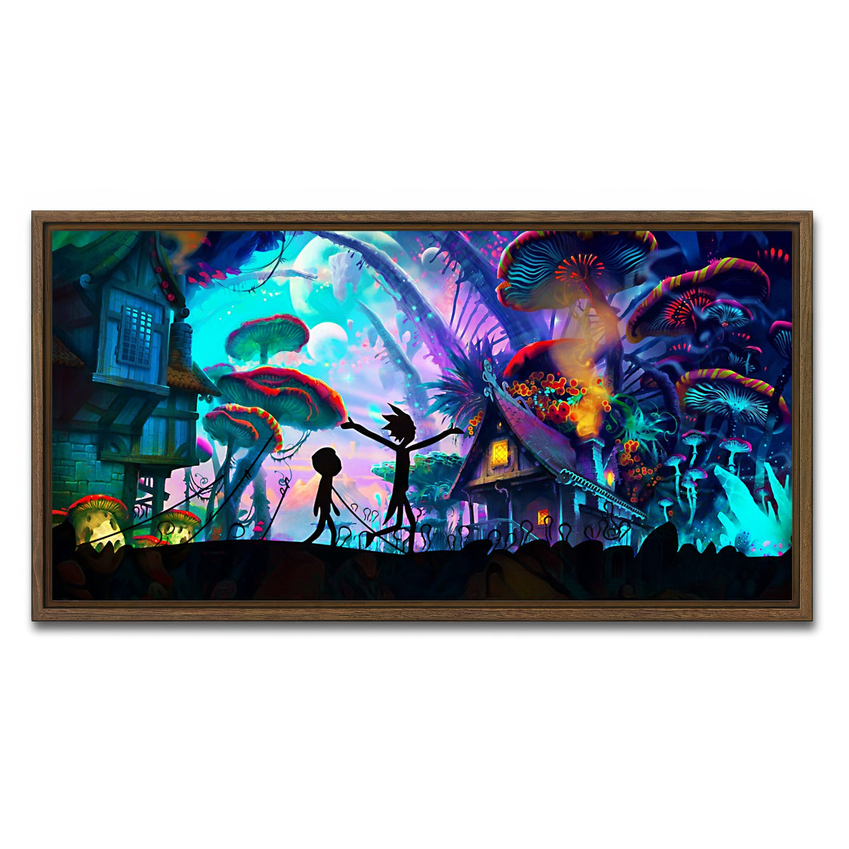 AUTO-MOCKUP WHITE | MUSHROOM WORLD RICK AND MORTY | 1 Piece | Walnut Frame | group=2x1