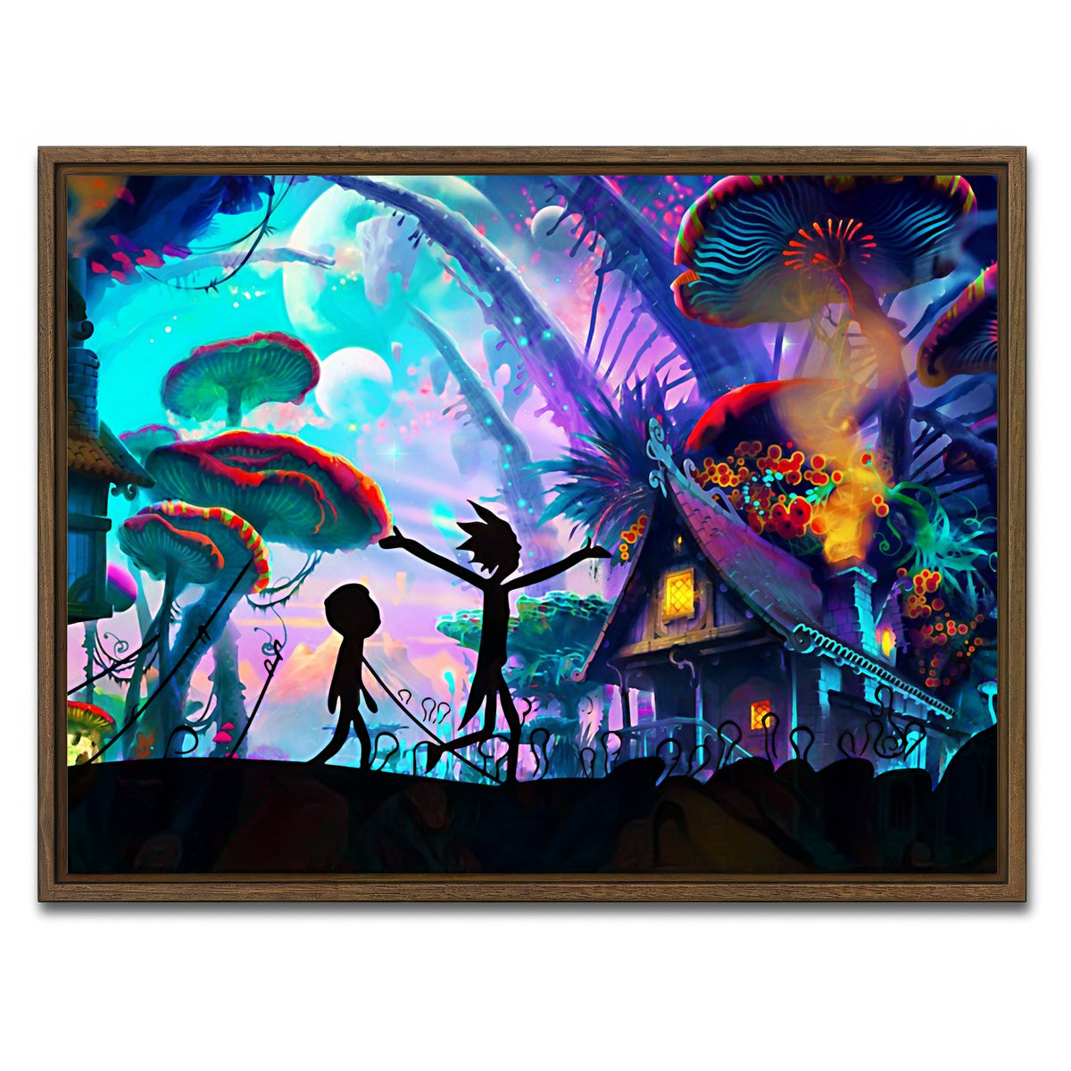 AUTO-MOCKUP WHITE | MUSHROOM WORLD RICK AND MORTY | 1 Piece | Walnut Frame | group=4x3