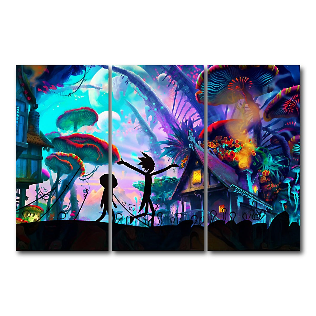 AUTO-MOCKUP WHITE | MUSHROOM WORLD RICK AND MORTY | 3 Piece | Gallery Wrapped | group=12x24