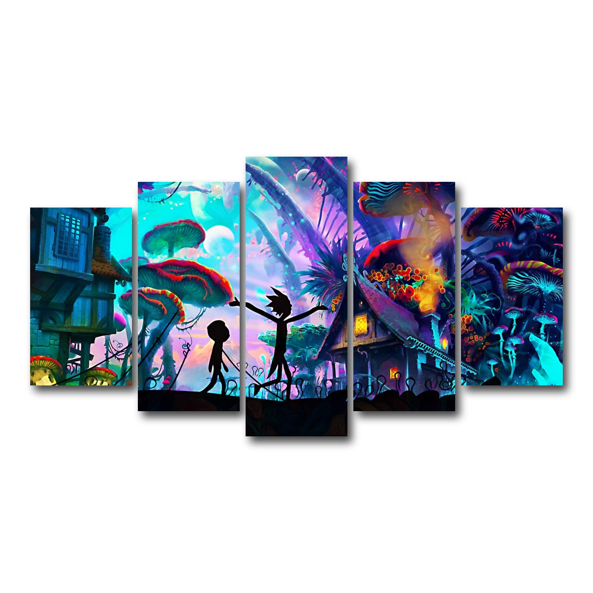 AUTO-MOCKUP WHITE | MUSHROOM WORLD RICK AND MORTY | 5 Piece | Gallery Wrapped | group=5_normal