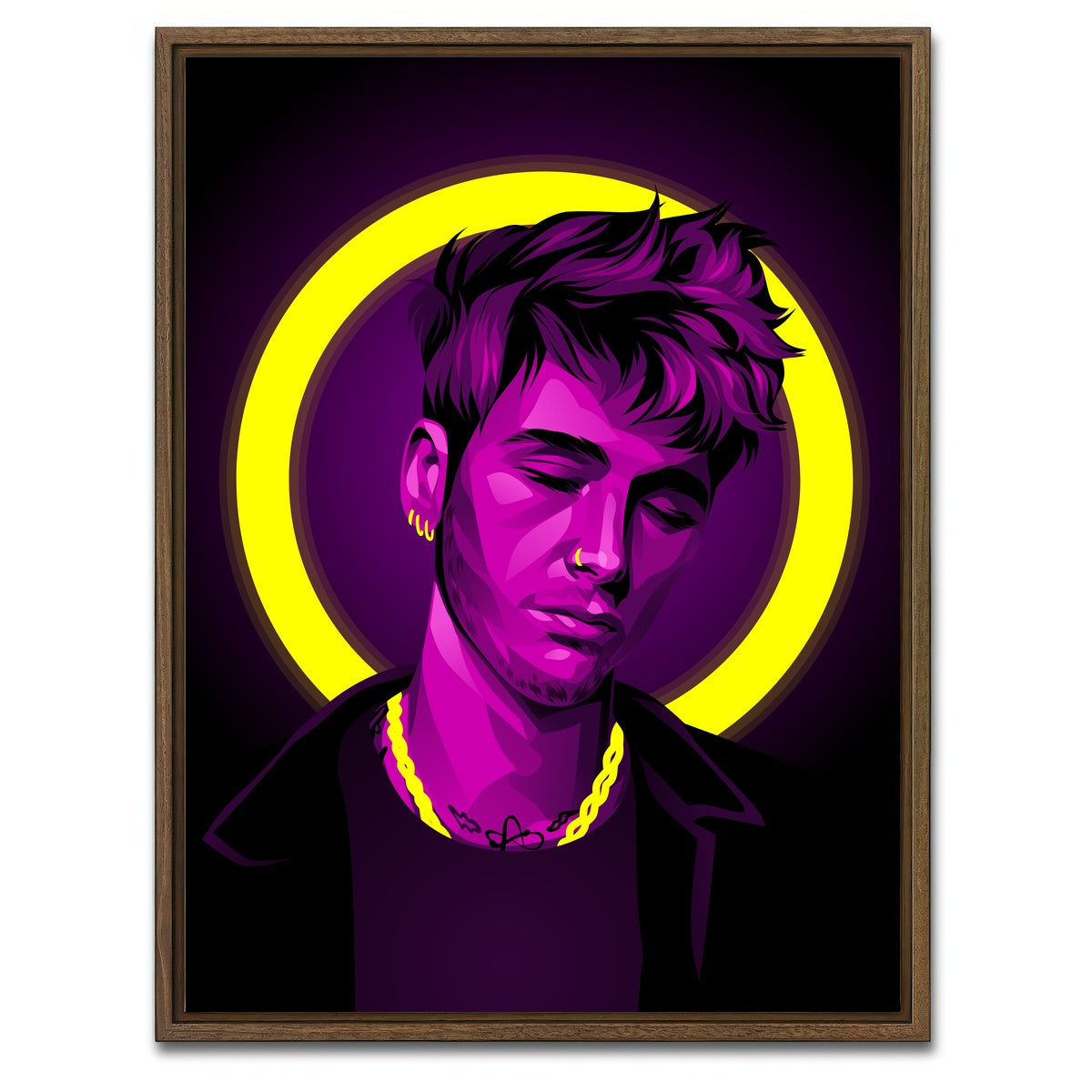 AUTO-MOCKUP WHITE | Machine gun Kelly | 1 Piece | Walnut Framed Canvas | group=3x4