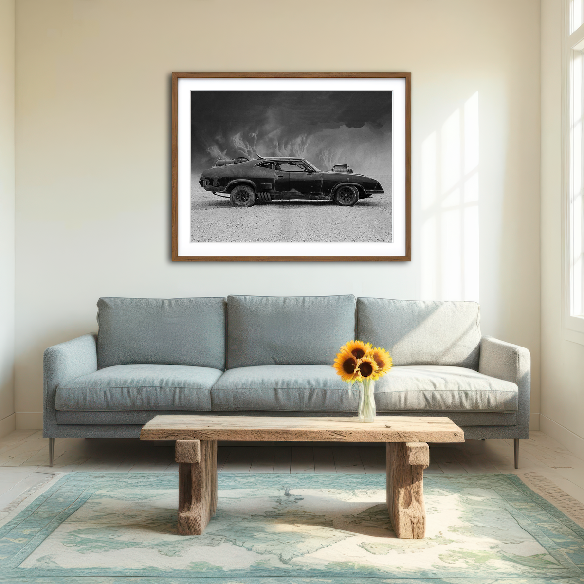 AUTO-MOCKUP ROOM | Mad Max Interceptor Grayscale Wall Art