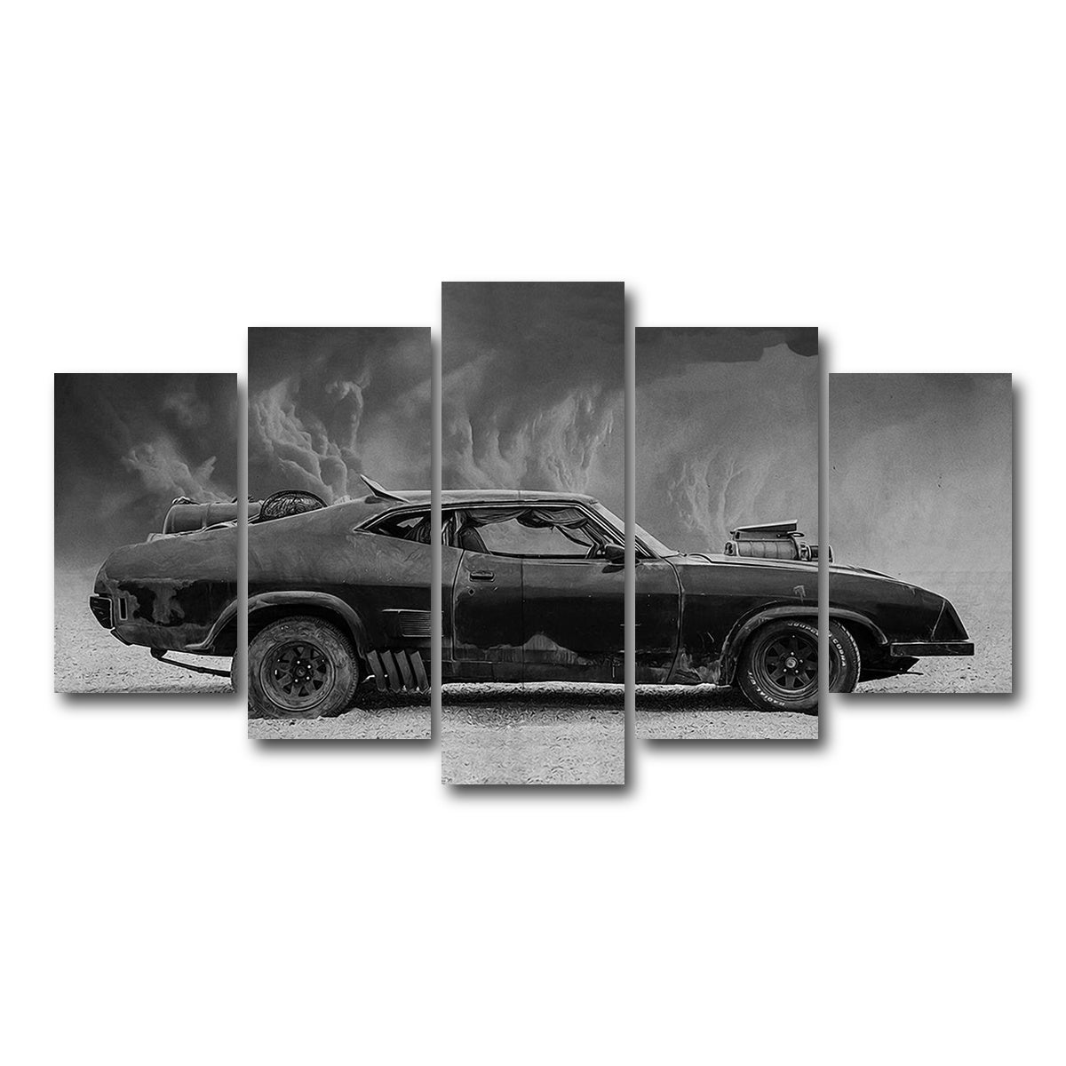 AUTO-MOCKUP WHITE | Mad Max Interceptor Grayscale | 5 Piece | Gallery Wrap Canvas | group=5_normal