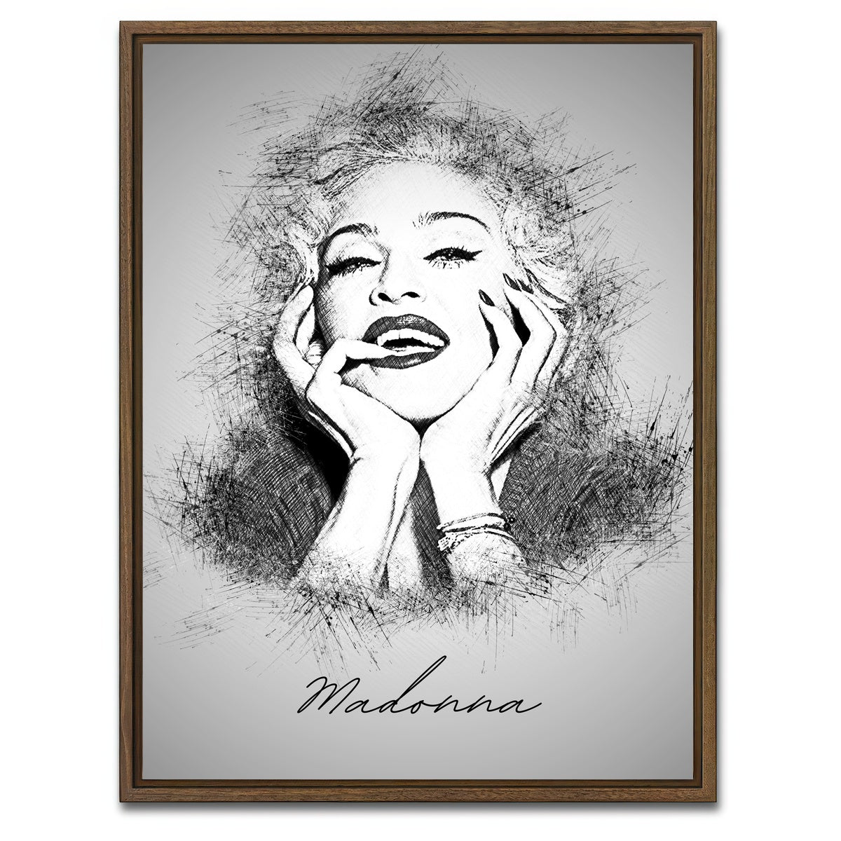 AUTO-MOCKUP WHITE | Madonna Sketch | 1 Piece | Walnut Framed Canvas | group=3x4