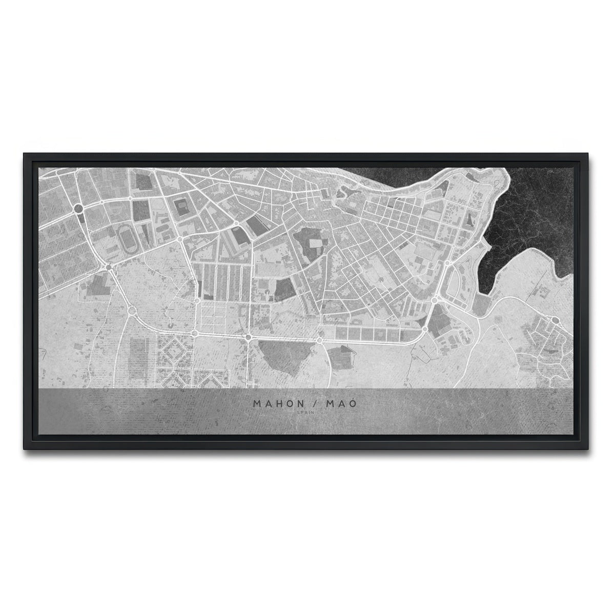AUTO-MOCKUP WHITE | Mahon Map 2 | 1 Piece | Black Framed Canvas | group=2x1