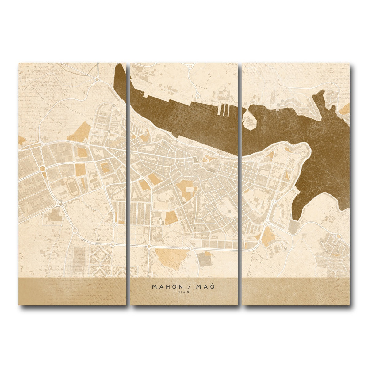 AUTO-MOCKUP WHITE | Mahon Map | 3 Piece | Gallery Wrap Canvas | group=8x18