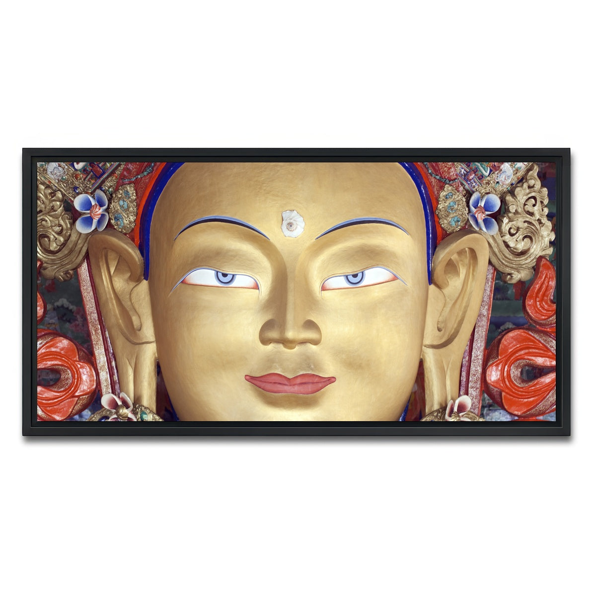 AUTO-MOCKUP WHITE | Maitreya Buddha statue | 1 Piece | Black Framed Canvas | group=2x1