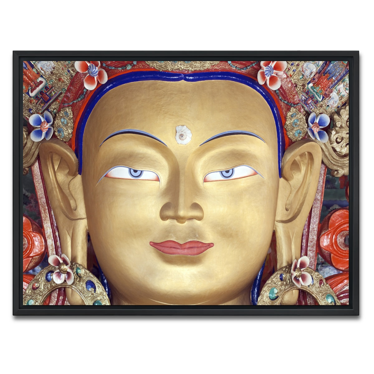 AUTO-MOCKUP WHITE | Maitreya Buddha statue | 1 Piece | Black Framed Canvas | group=4x3