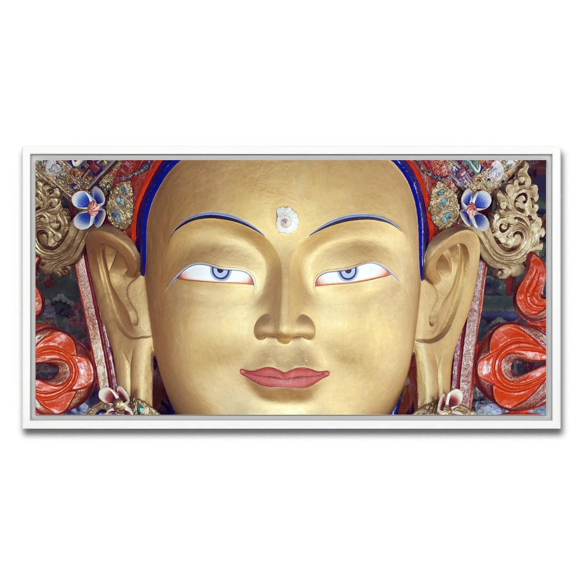 AUTO-MOCKUP WHITE | Maitreya Buddha statue | 1 Piece | White Framed Canvas | group=2x1
