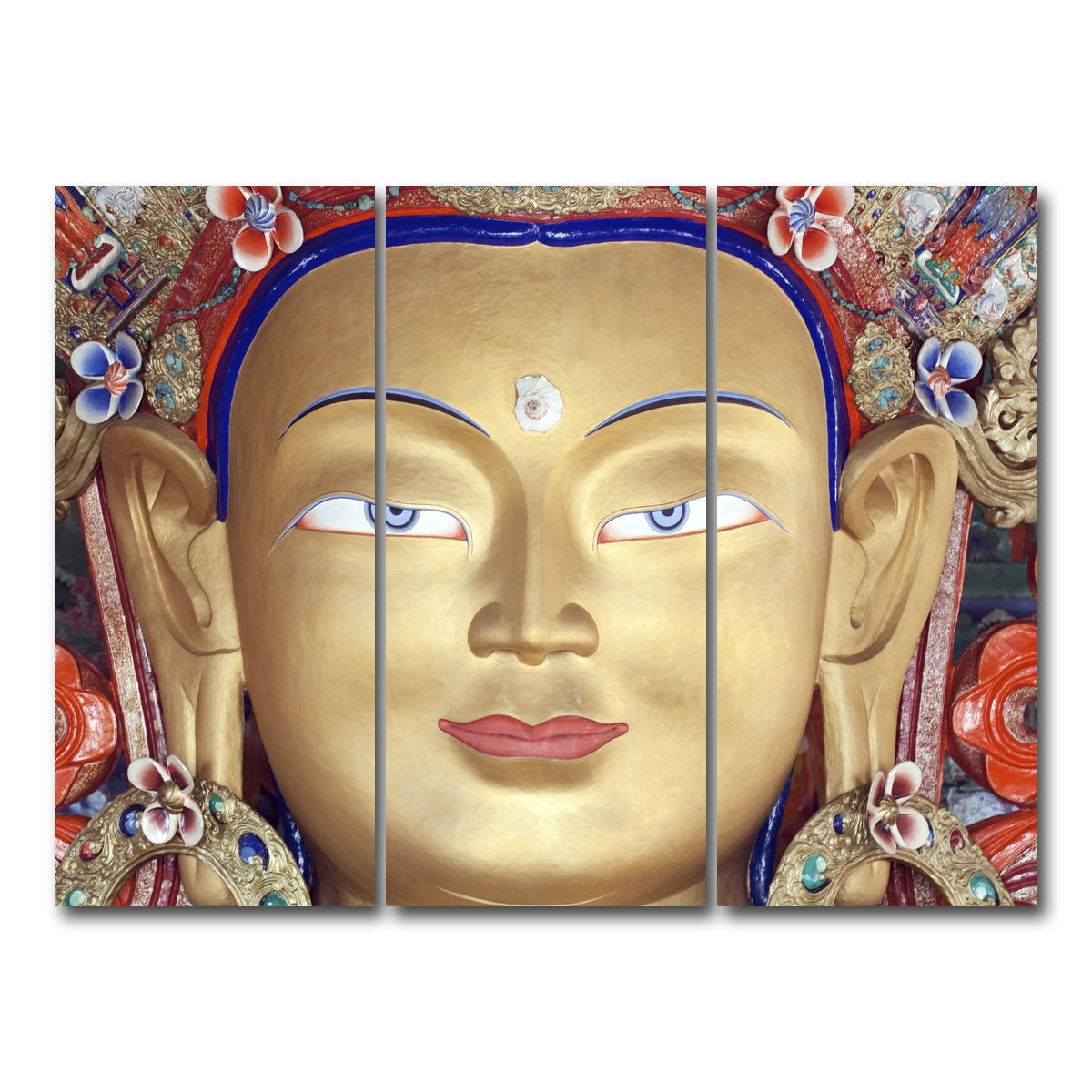 AUTO-MOCKUP WHITE | Maitreya Buddha statue | 3 Piece | Gallery Wrap Canvas | group=8x18