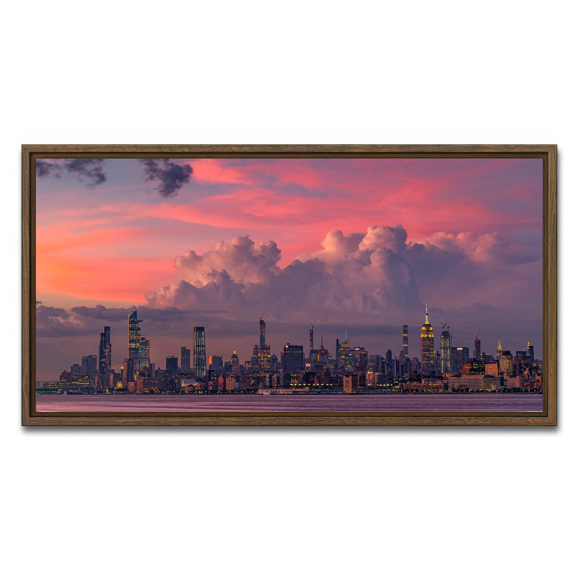 AUTO-MOCKUP WHITE | Majestic New York | 1 Piece | Walnut Framed Canvas | group=2x1