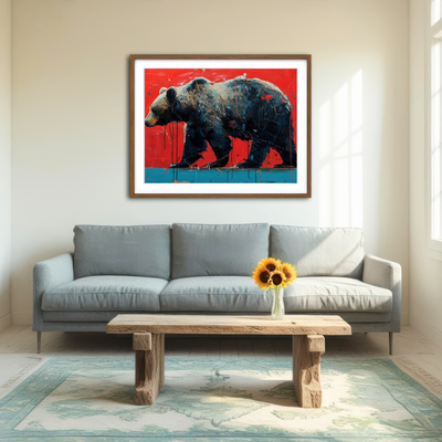 AUTO-MOCKUP ROOM | Majestic Grizzly Bear Painting Wall Art
