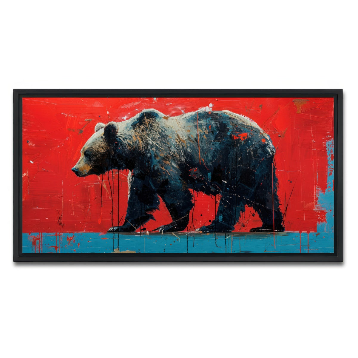 AUTO-MOCKUP WHITE | Majestic grizzly bear painting | 1 Piece | Black Framed Canvas | group=2x1