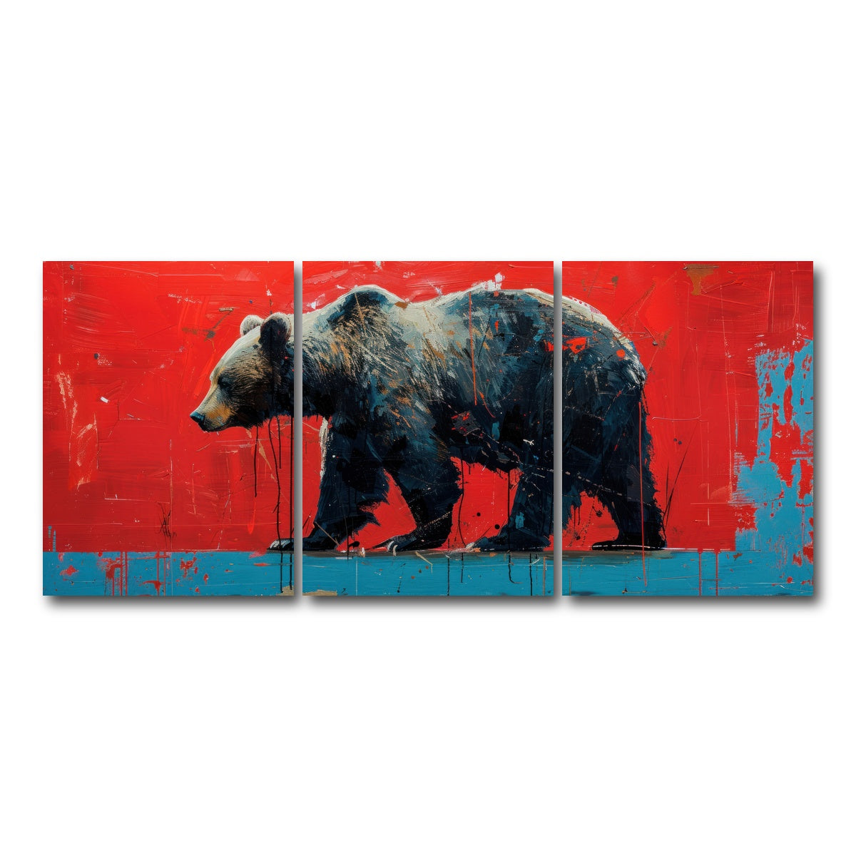 AUTO-MOCKUP WHITE | Majestic grizzly bear painting | 3 Piece | Gallery Wrap Canvas | group=18x24