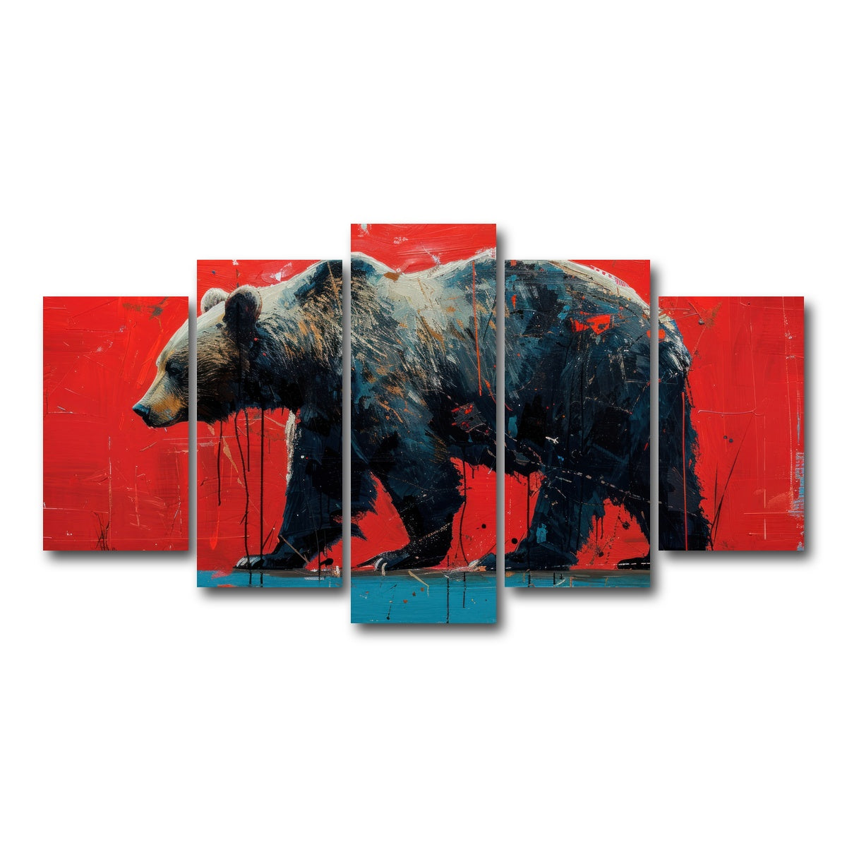 AUTO-MOCKUP WHITE | Majestic grizzly bear painting | 5 Piece | Gallery Wrap Canvas | group=5_normal