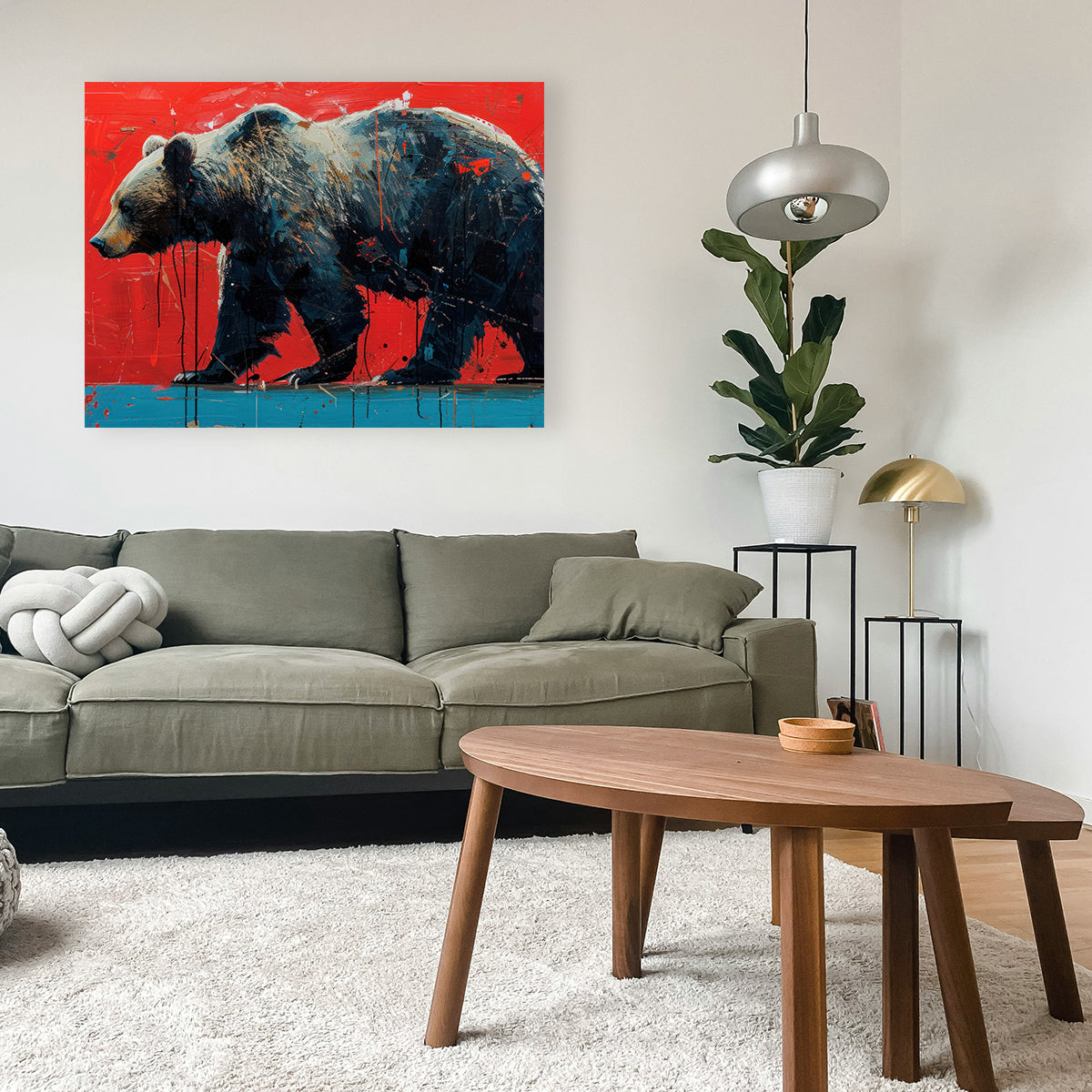 Majestic Grizzly Bear Painting Wall Art