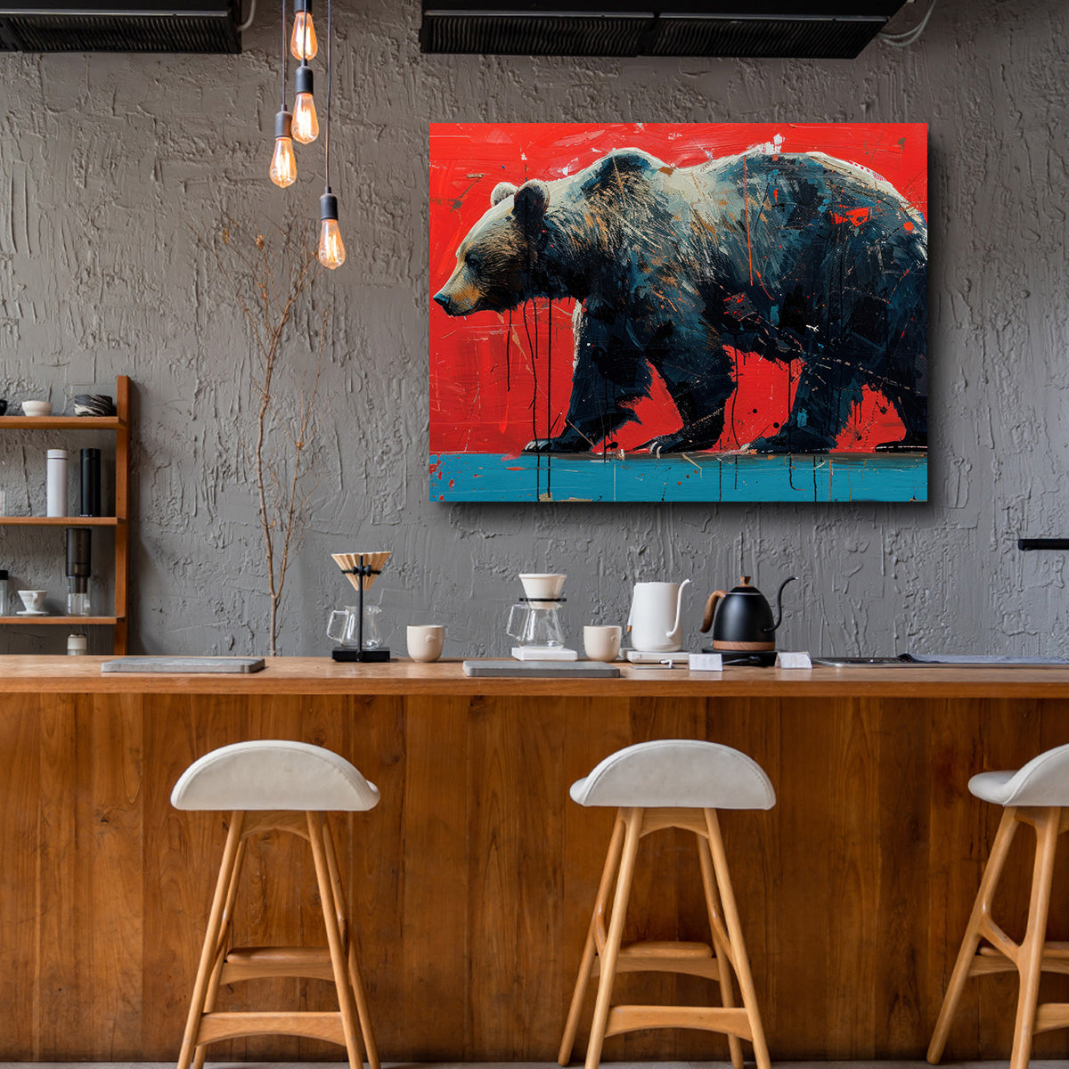 Majestic Grizzly Bear Painting Wall Art