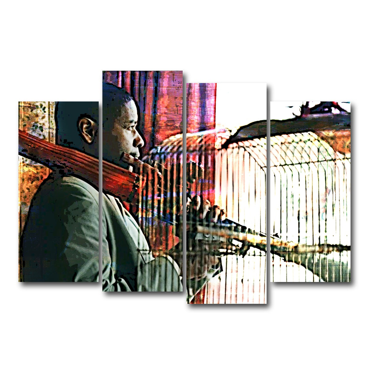 AUTO-MOCKUP WHITE | Man on Fire | 4 Piece | Gallery Wrap Canvas | group=4_normal