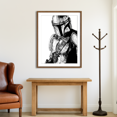 AUTO-MOCKUP ROOM | Mando Grayscale Wall Art