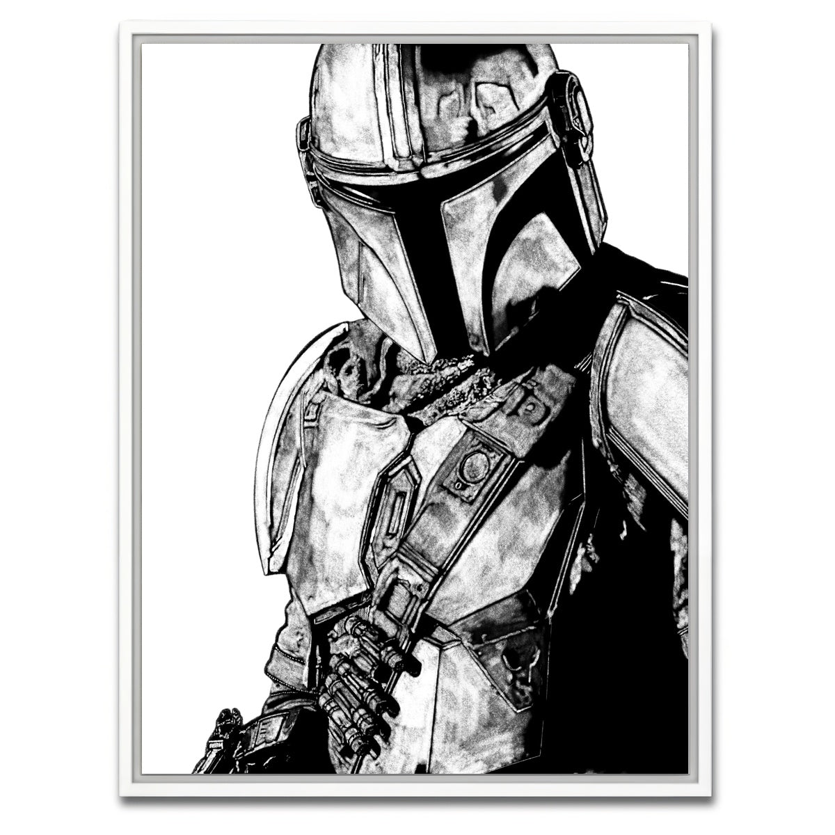 AUTO-MOCKUP WHITE | Mando Grayscale | 1 Piece | White Framed Canvas | group=3x4