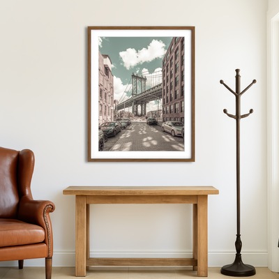 AUTO-MOCKUP ROOM | Manhattan Bridge Urban Vintage Style Wall Art