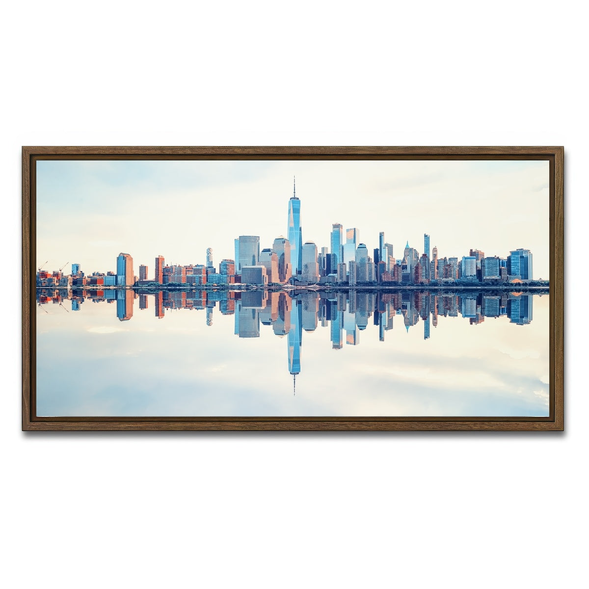 AUTO-MOCKUP WHITE | Manhattan Reflection | 1 Piece | Walnut Framed Canvas | group=2x1