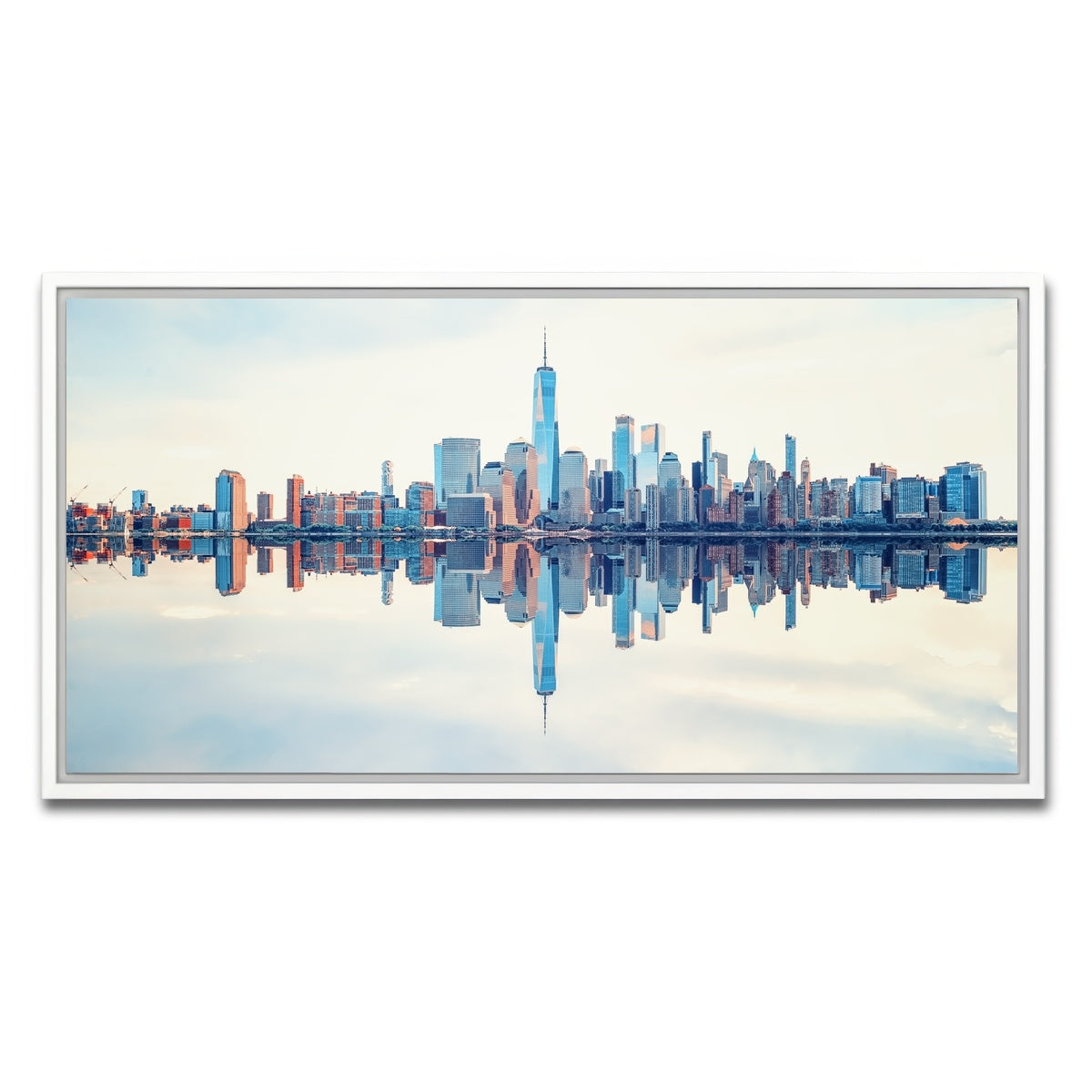 AUTO-MOCKUP WHITE | Manhattan Reflection | 1 Piece | White Framed Canvas | group=2x1