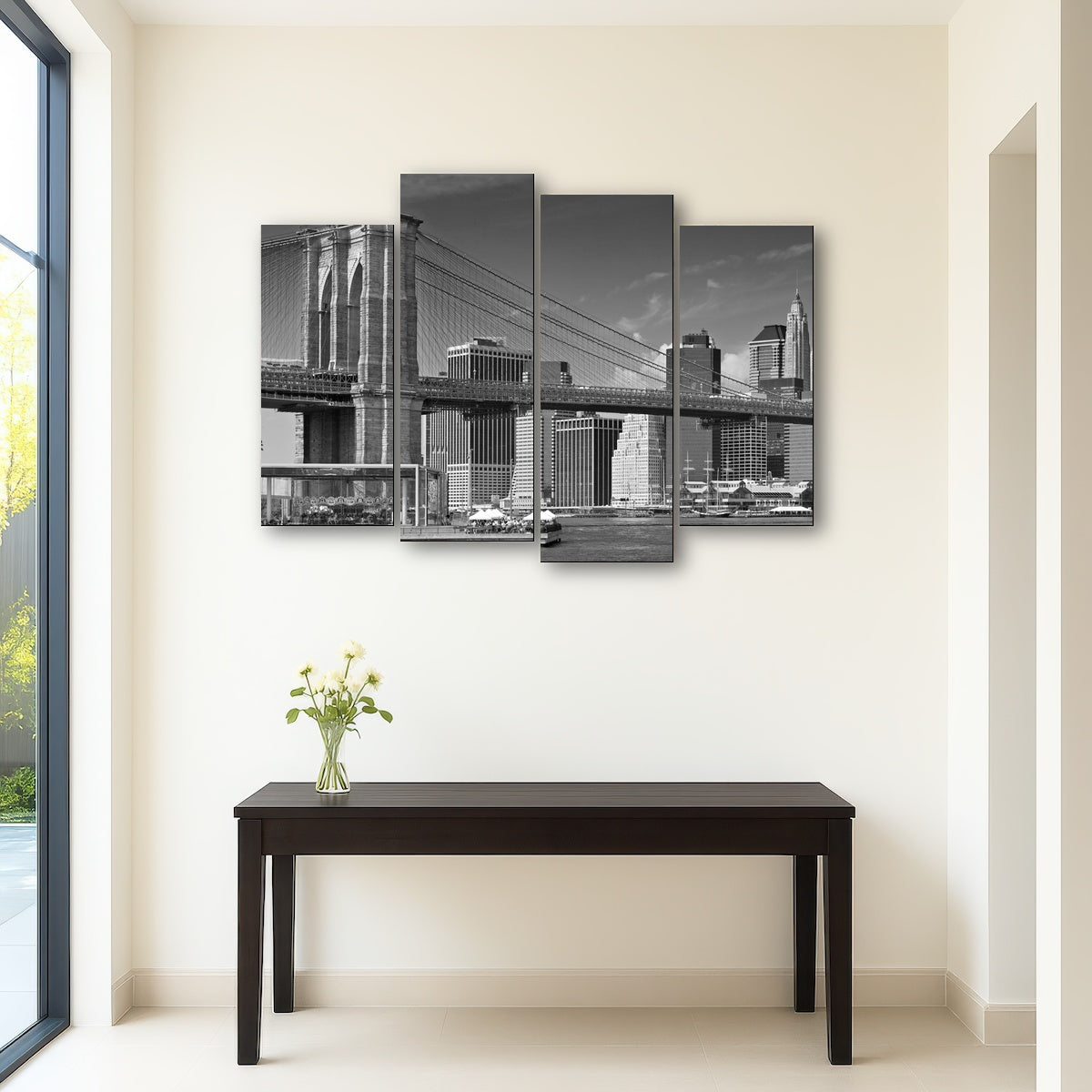 AUTO-MOCKUP ROOM | Manhattan Skyline & Brooklyn Bridge Monochrome