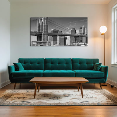 AUTO-MOCKUP ROOM | Manhattan Skyline & Brooklyn Bridge Monochrome