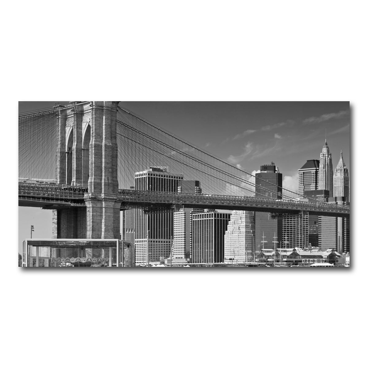 AUTO-MOCKUP WHITE | Manhattan Skyline & Brooklyn Bridge Monochrome | 1 Piece | Gallery Wrap Canvas | group=2x1