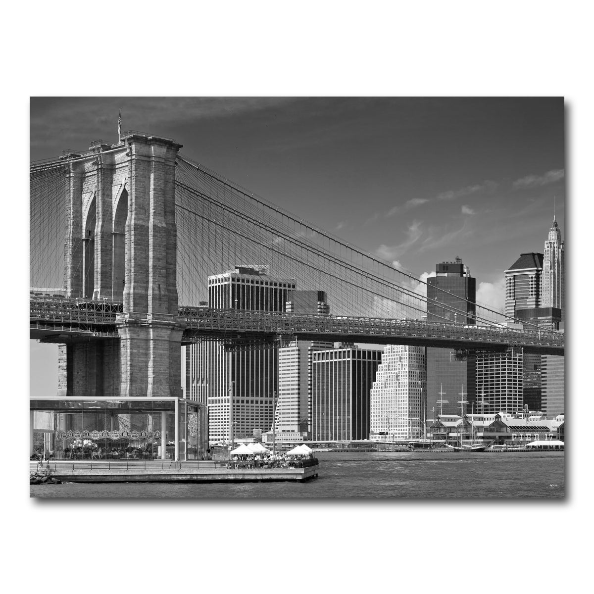 AUTO-MOCKUP WHITE | Manhattan Skyline & Brooklyn Bridge Monochrome | 1 Piece | Gallery Wrap Canvas | group=4x3
