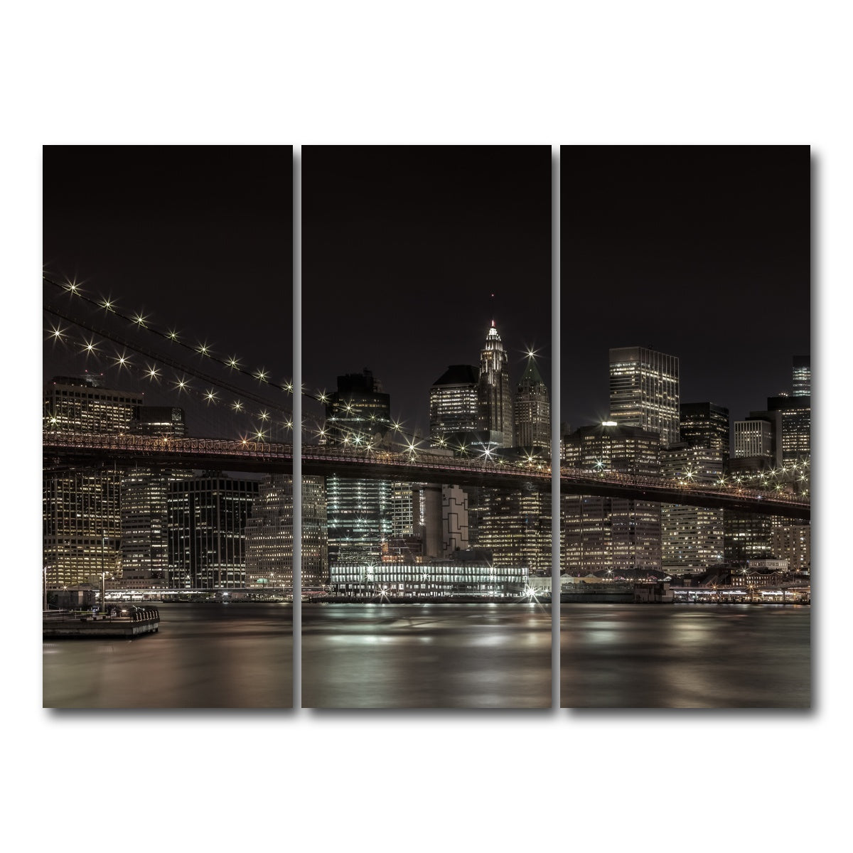 AUTO-MOCKUP WHITE | Manhattan Skyline & Brooklyn Bridge Panorama | 3 Piece | Gallery Wrap Canvas | group=8x18