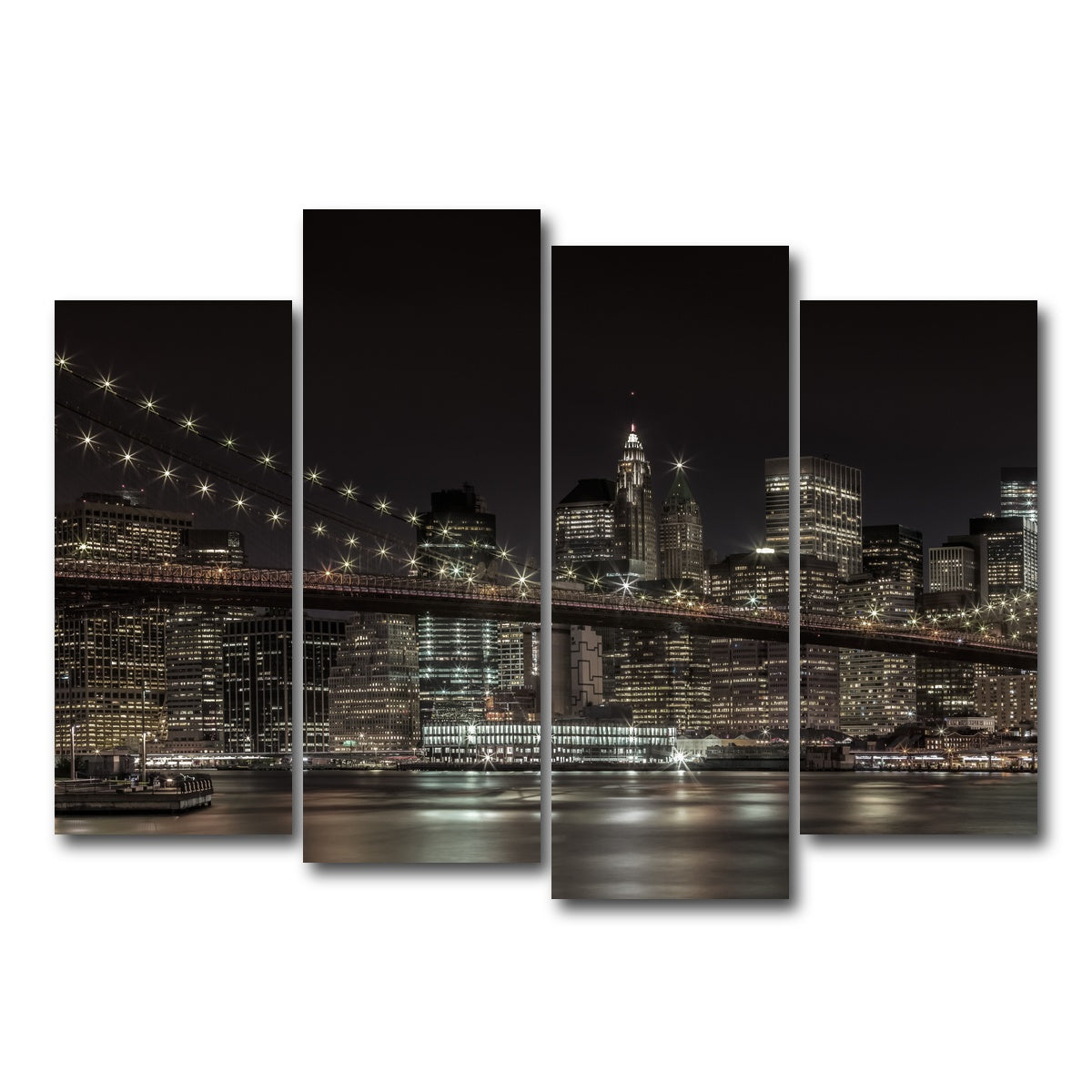 AUTO-MOCKUP WHITE | Manhattan Skyline & Brooklyn Bridge Panorama | 4 Piece | Gallery Wrap Canvas | group=4_normal