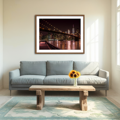 AUTO-MOCKUP ROOM | Manhattan Skyline & Brooklyn Bridge Sunset Wall Art