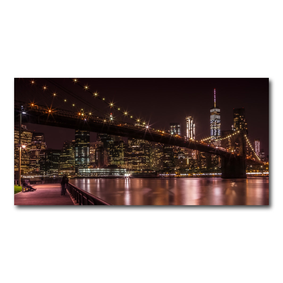 AUTO-MOCKUP WHITE | Manhattan Skyline & Brooklyn Bridge Sunset | 1 Piece | Gallery Wrap Canvas | group=2x1