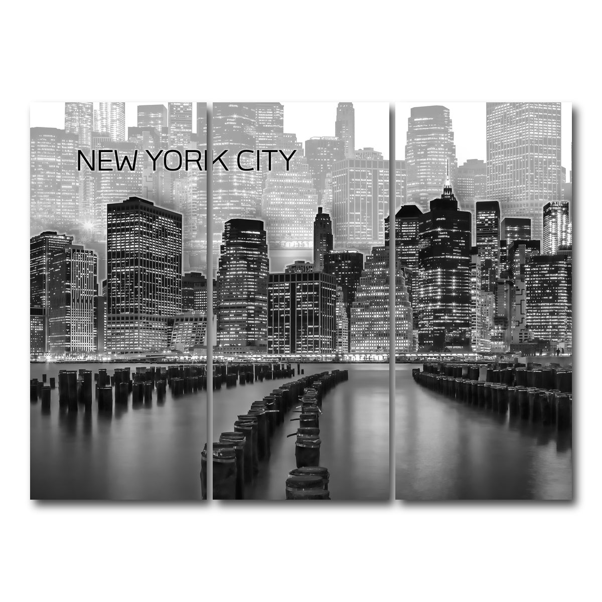AUTO-MOCKUP WHITE | Manhattan Skyline Graphic Art | 3 Piece | Gallery Wrap Canvas | group=8x18