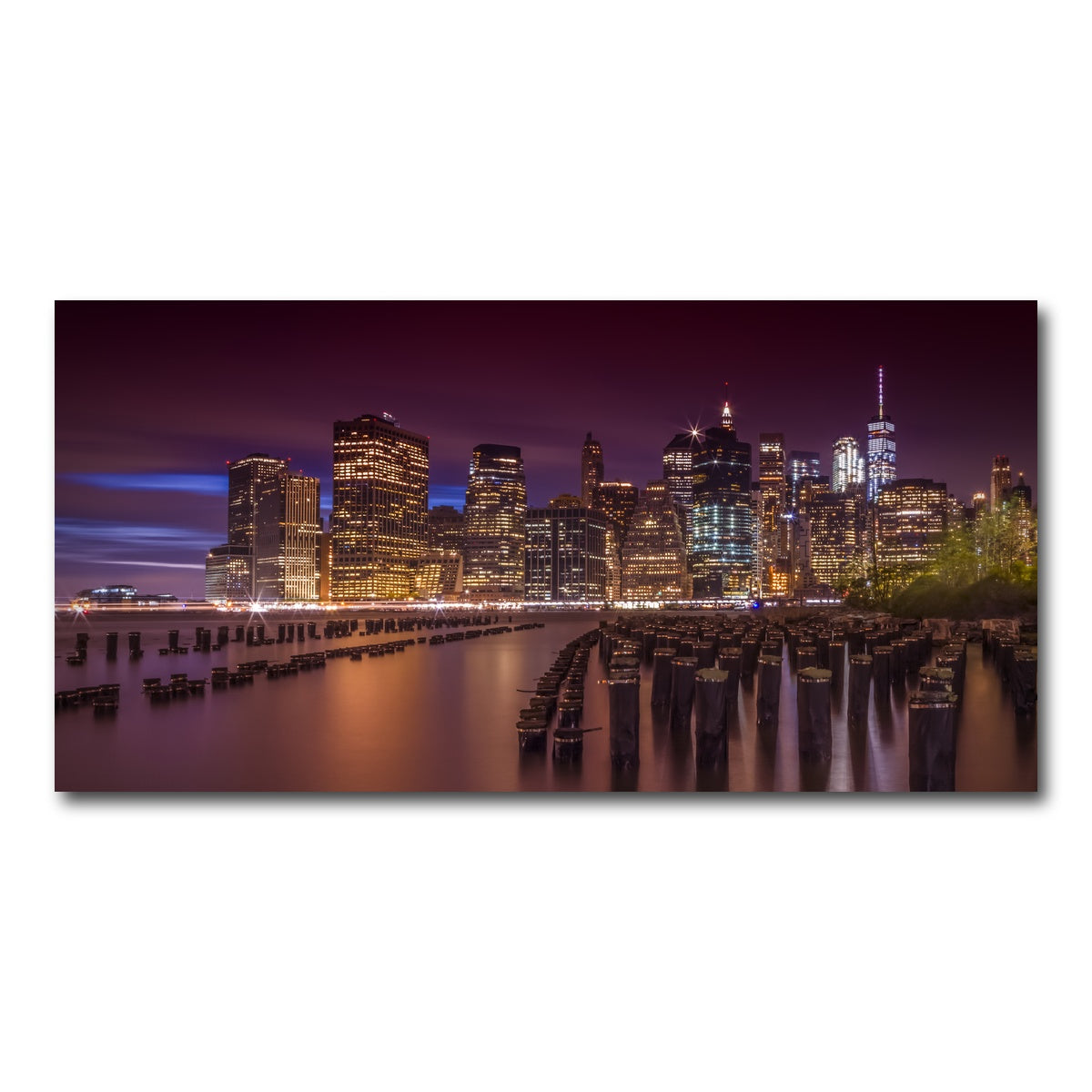 AUTO-MOCKUP WHITE | Manhattan Skyline at Sunset | 1 Piece | Gallery Wrap Canvas | group=2x1