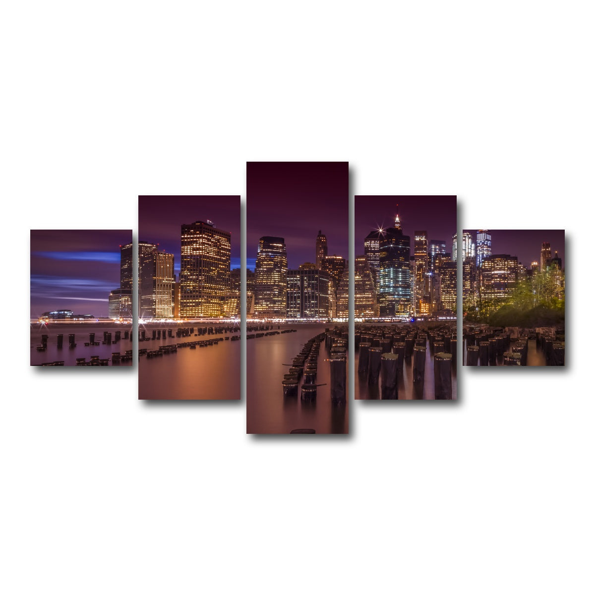 AUTO-MOCKUP WHITE | Manhattan Skyline at Sunset | 5 Piece | Gallery Wrap Canvas | group=5_short