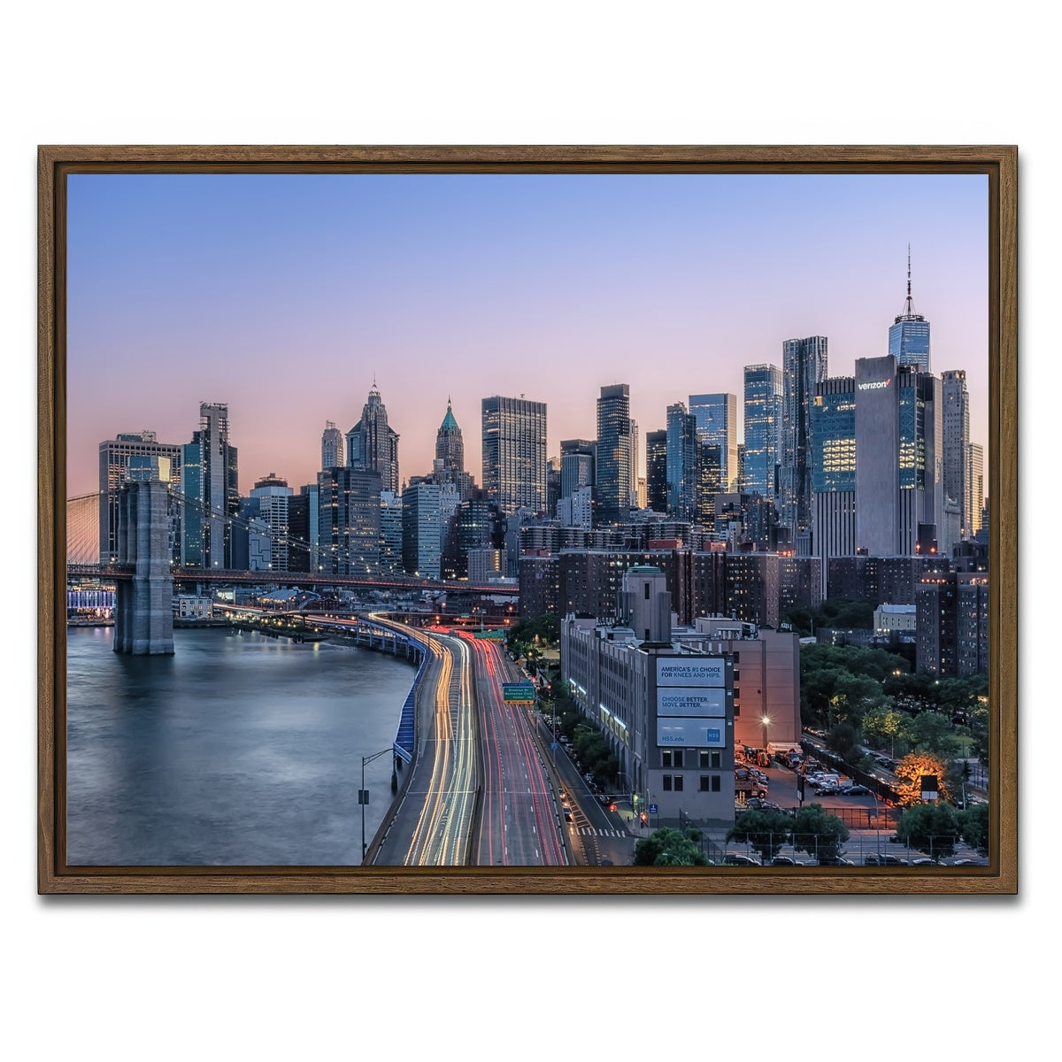 AUTO-MOCKUP WHITE | Manhattan Sunset | 1 Piece | Walnut Framed Canvas | group=4x3