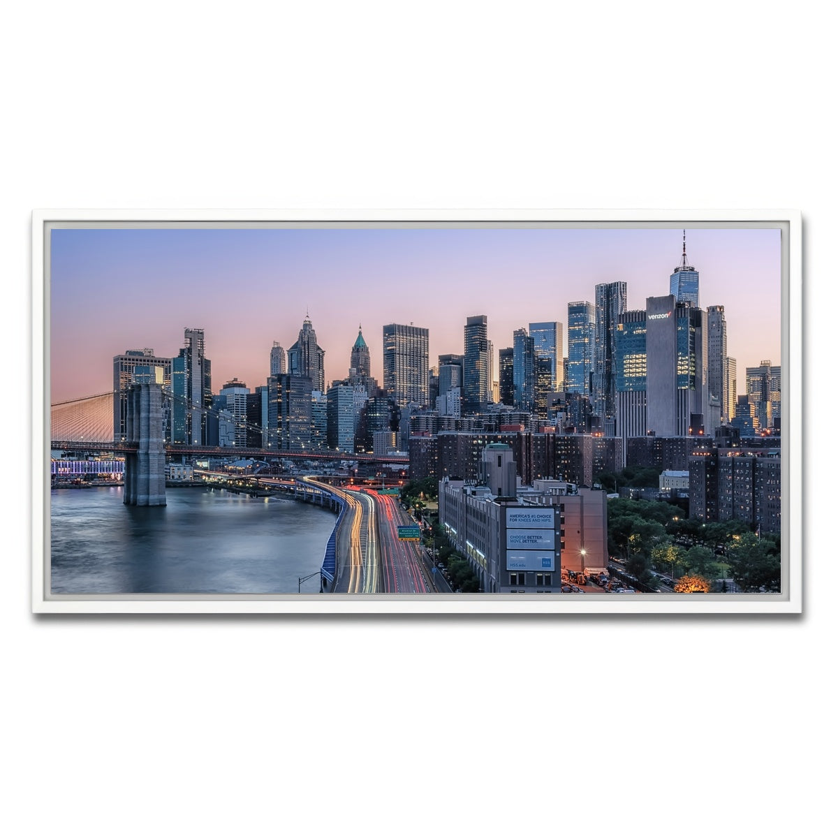 AUTO-MOCKUP WHITE | Manhattan Sunset | 1 Piece | White Framed Canvas | group=2x1