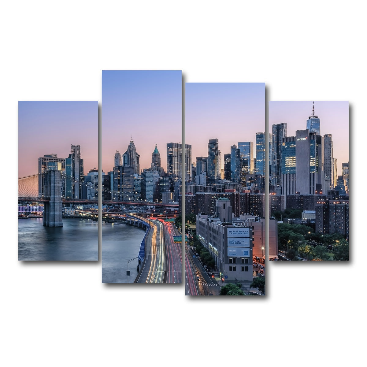AUTO-MOCKUP WHITE | Manhattan Sunset | 4 Piece | Gallery Wrap Canvas | group=4_short