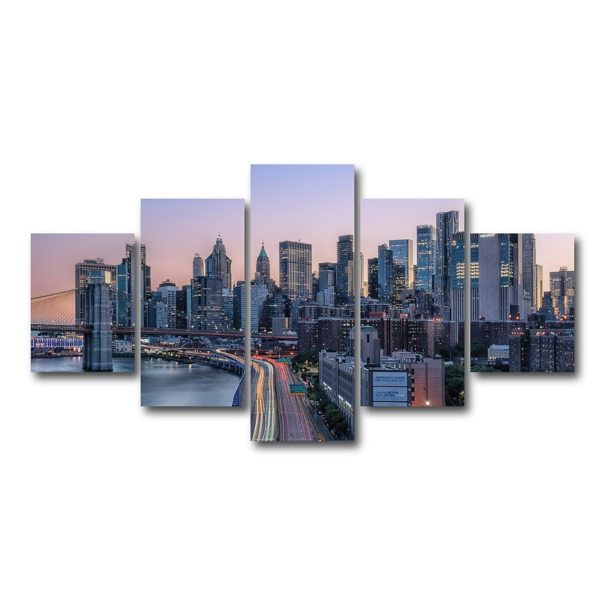 AUTO-MOCKUP WHITE | Manhattan Sunset | 5 Piece | Gallery Wrap Canvas | group=5_short