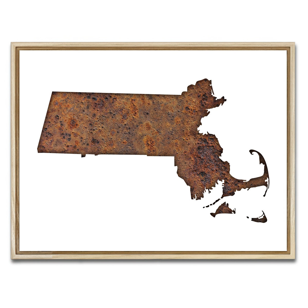 AUTO-MOCKUP WHITE | Map of Massachusetts | 1 Piece | Natural Framed Canvas | group=4x3
